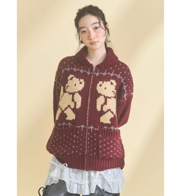 merry jenny「bear cowichan knit」|カーディガン|