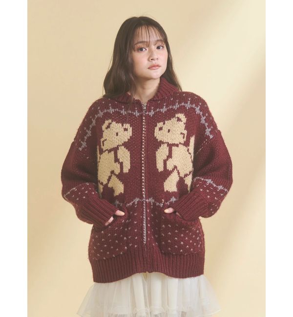 merry jenny「bear cowichan knit」|カーディガン|