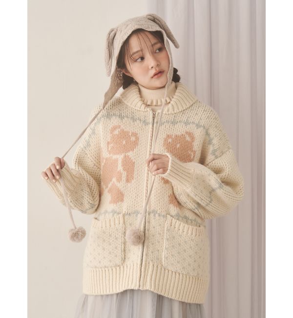 merry jenny「bear cowichan knit」|カーディガン|