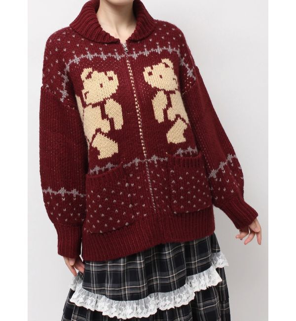 merry jenny「bear cowichan knit」|カーディガン|