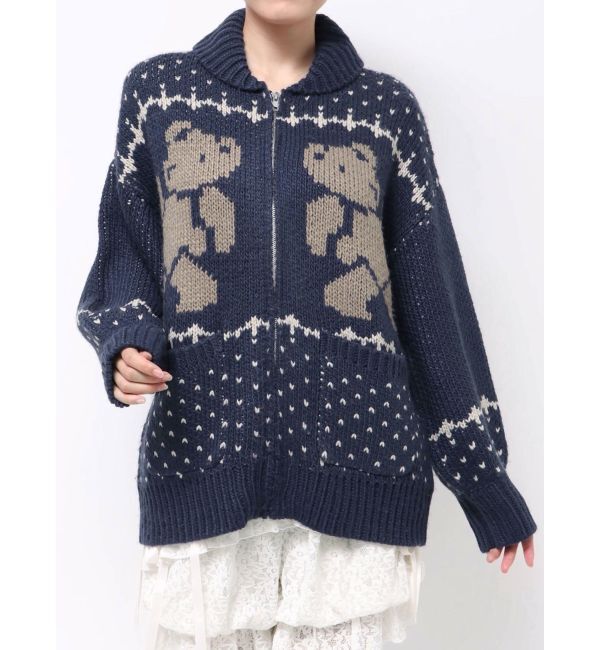 merry jenny「bear cowichan knit」|カーディガン|