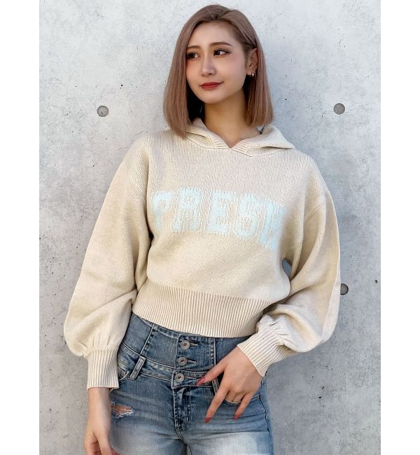 GYDA「PRESH short ニットパーカー」|ニット・セーター|