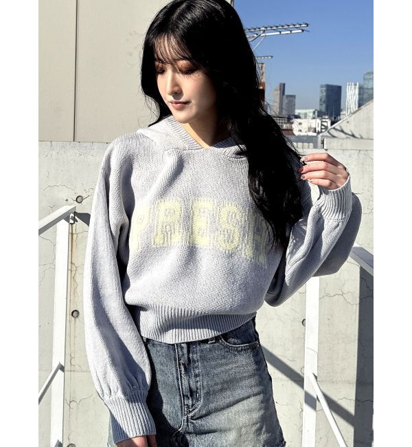 GYDA「PRESH short ニットパーカー」|ニット・セーター|
