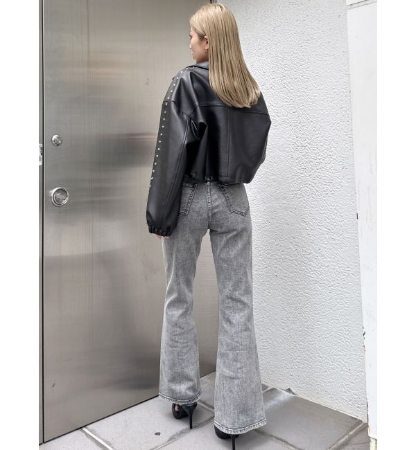 GYDA「Sleeve Studs フェイクレザージャケット」|ライダースジャケット|