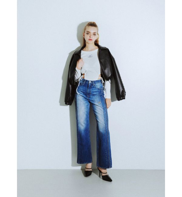 GYDA「Sleeve Studs フェイクレザージャケット」|ライダースジャケット|