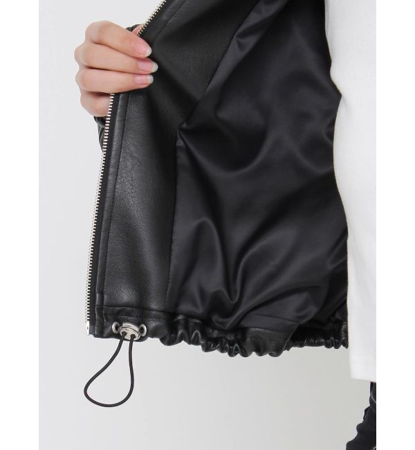 GYDA「Sleeve Studs フェイクレザージャケット」|ライダースジャケット|