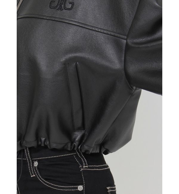 GYDA「Sleeve Studs フェイクレザージャケット」|ライダースジャケット|
