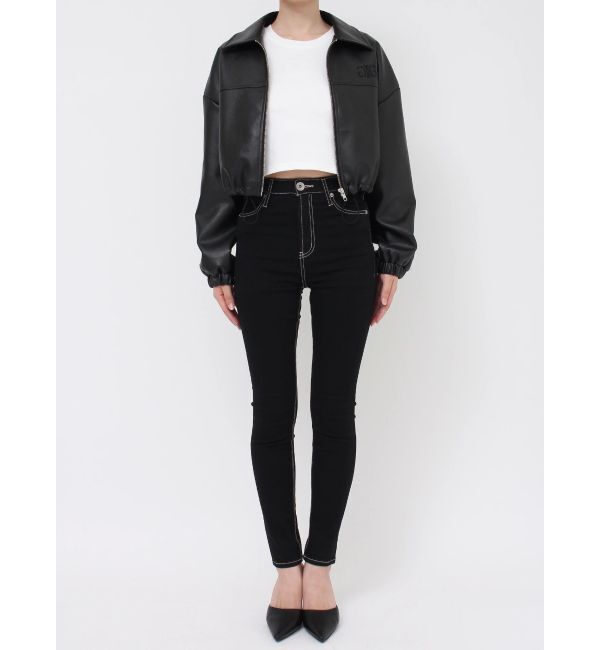 GYDA「Sleeve Studs フェイクレザージャケット」|ライダースジャケット|