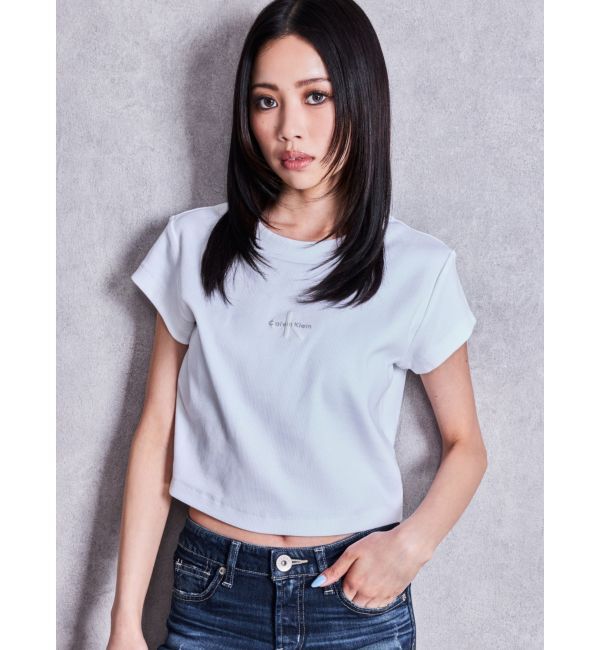 GYDA「Calvin Klein MONOLOGO BABY RIB TEE」|Tシャツ・カットソー|オフホワイト