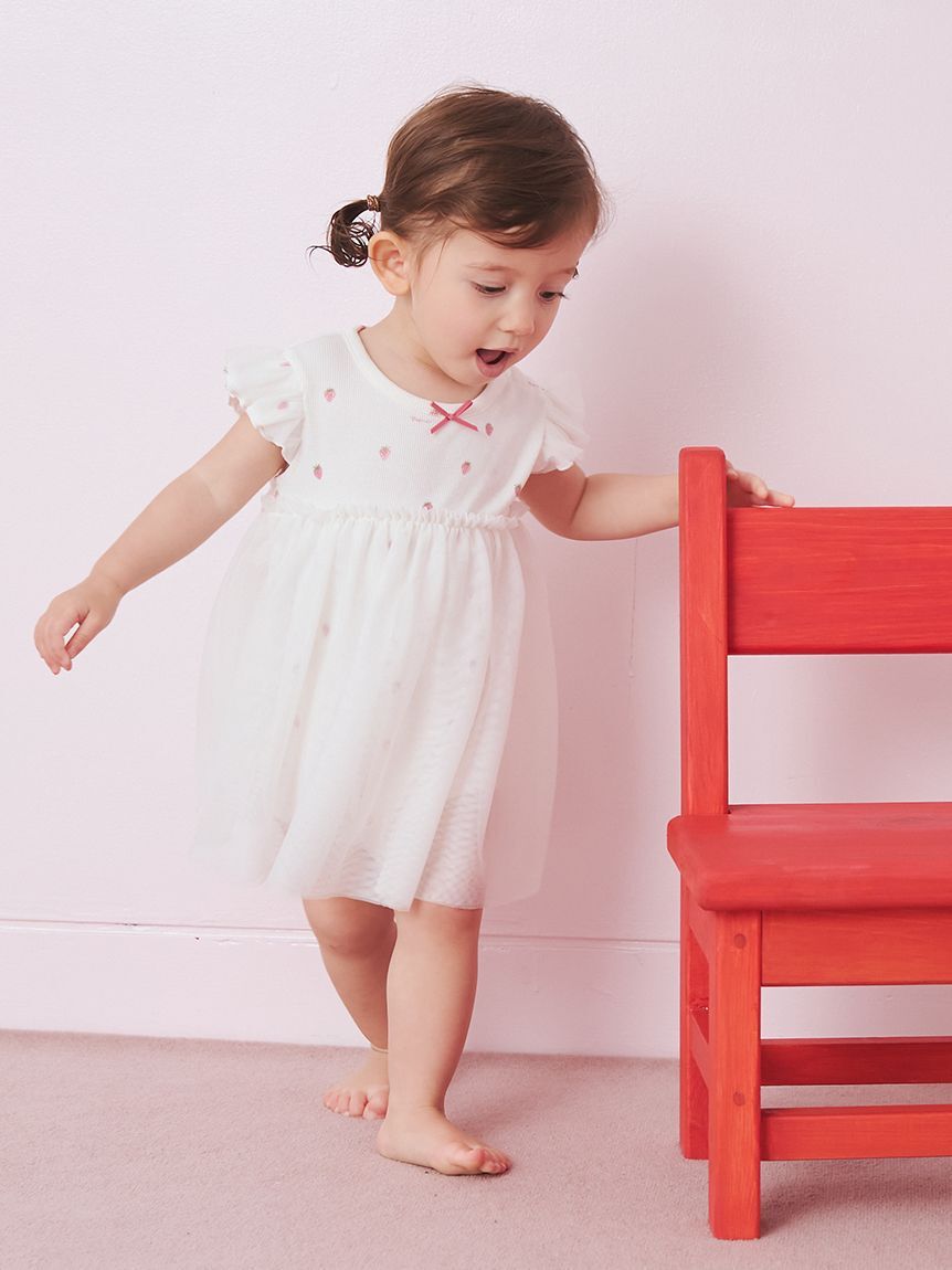 GELATO PIQUE KIDS & BABY「【ラッピング済み】【BABY】ストロベリー柄チュールロンパース&スタイSET」|その他ベビー用品|