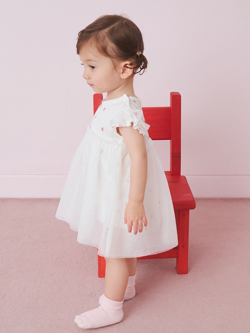 GELATO PIQUE KIDS & BABY「【ラッピング済み】【BABY】ストロベリー柄チュールロンパース&スタイSET」|その他ベビー用品|