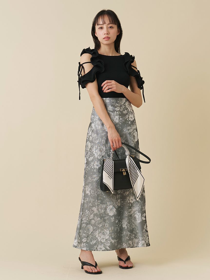SNIDEL「フローラルジャガードマーメイドスカート」|スカート|GRY