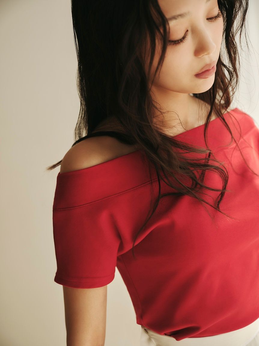 FRAY I.D「2wayオフショルカットソー／ウォッシャブル」|Tシャツ・カットソー|RED
