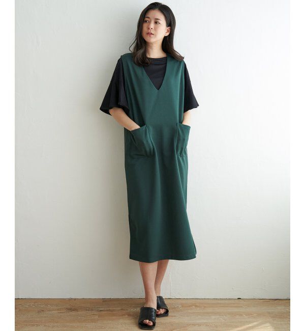 ikka「【2点セット】ジャンスカメローインナーアンサンブル」|ワンピース|グリーン
