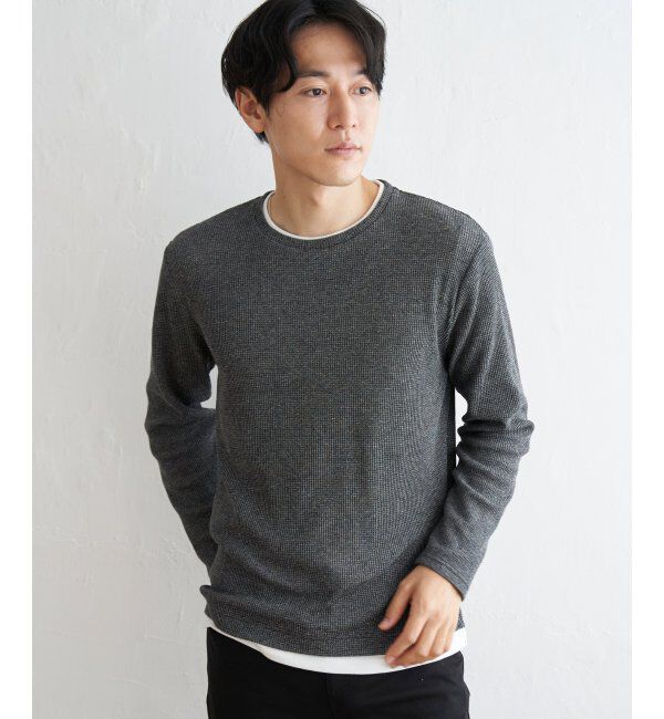 ikka「メランジワッフルフェイクロンT」|Tシャツ・カットソー|