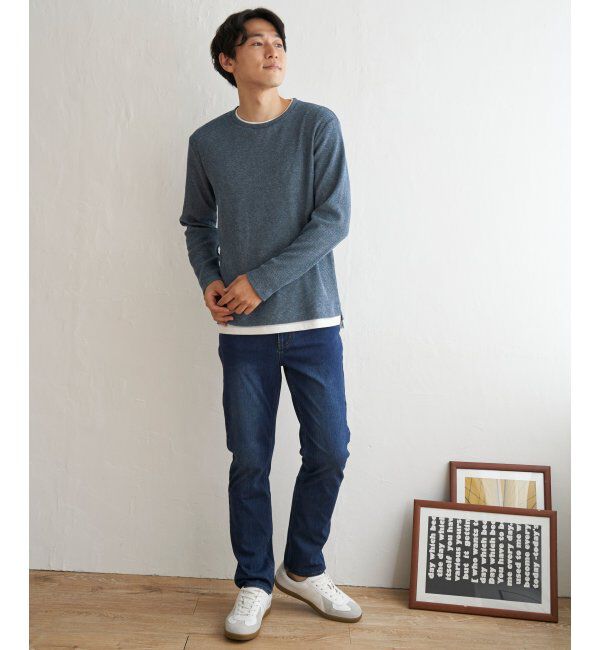 ikka「メランジワッフルフェイクロンT」|Tシャツ・カットソー|