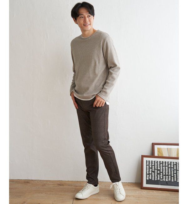 ikka「メランジワッフルフェイクロンT」|Tシャツ・カットソー|