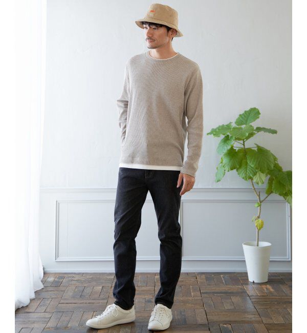 ikka「メランジワッフルフェイクロンT」|Tシャツ・カットソー|