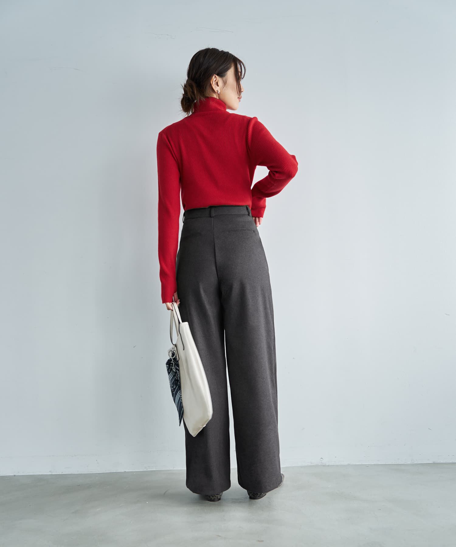 STYLE DELI「柔らかなカシミヤ混リブ編みタートルニット」|ニット・セーター|