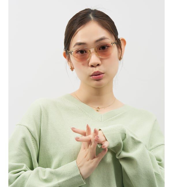 「【WEB限定】SUNCUTGlasses/UV100%CUT ウェリントン型サングラス | カラーレンズ 太縁 紫外線対策 UVカット」|サングラス|薄イエロー