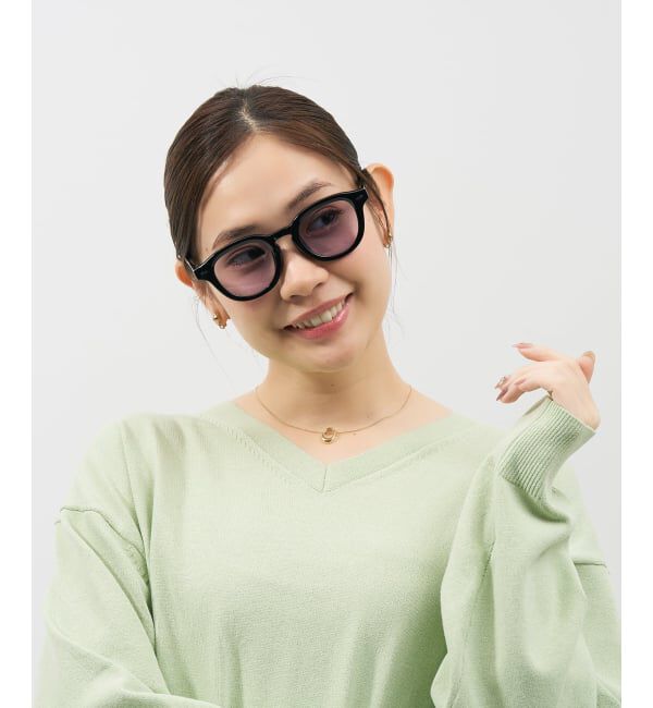 「【WEB限定】SUNCUTGlasses/UV100%CUT ウェリントン型サングラス | カラーレンズ 太縁 紫外線対策 UVカット」|サングラス|黒3