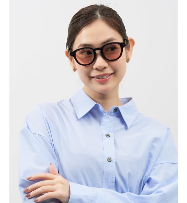  「【WEB限定】SUNCUTGlasses/UV100%CUT ウェリントン型サングラス | カラーレンズ 太縁 紫外線対策 UVカット」|サングラス|濃ブラウン3