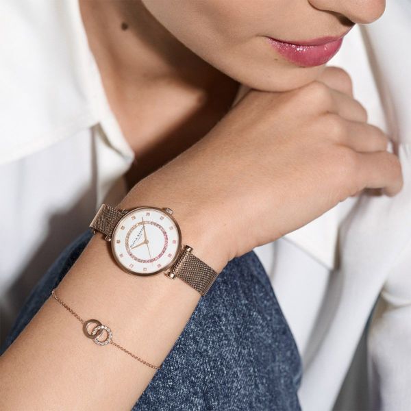 OLIVIA BURTON 「〈OLIVIA BURTON(ｵﾘﾋﾞｱﾊﾞｰﾄﾝ)〉 32mm  ﾍﾞﾙｸﾞﾚｲﾌﾞ ﾃｨｰﾊﾞｰﾎﾜｲﾄ&ｶｰﾈｰｼｮﾝｺﾞｰﾙﾄﾞﾒｯｼｭ」|腕時計|