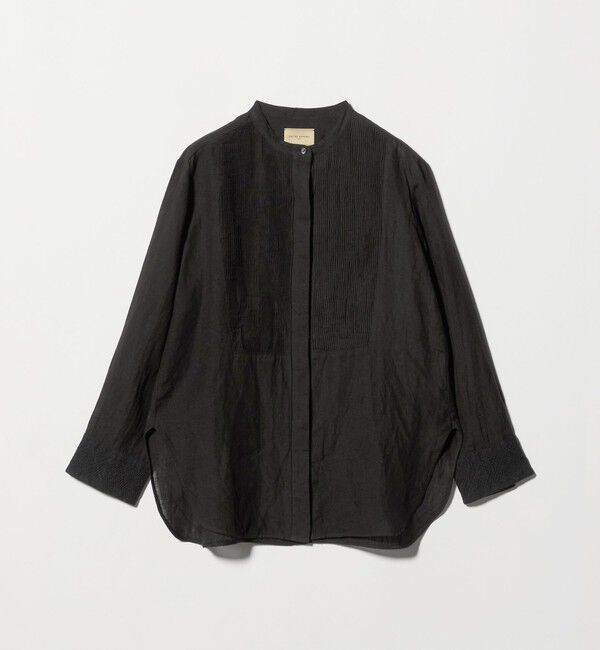 UNITED ARROWS「エンブロイダリー バンドカラー シャツ」|シャツ・ブラウス|BLACK