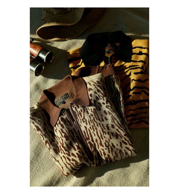 BEAMS PLUS「Half Zip Knit Polo Animal Jacquard」|ポロシャツ|