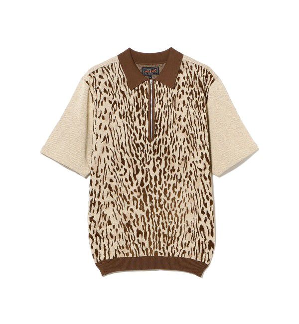 BEAMS PLUS「Half Zip Knit Polo Animal Jacquard」|ポロシャツ|