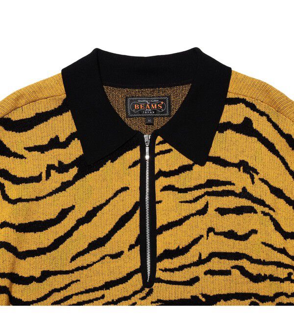 BEAMS PLUS「Half Zip Knit Polo Animal Jacquard」|ポロシャツ|