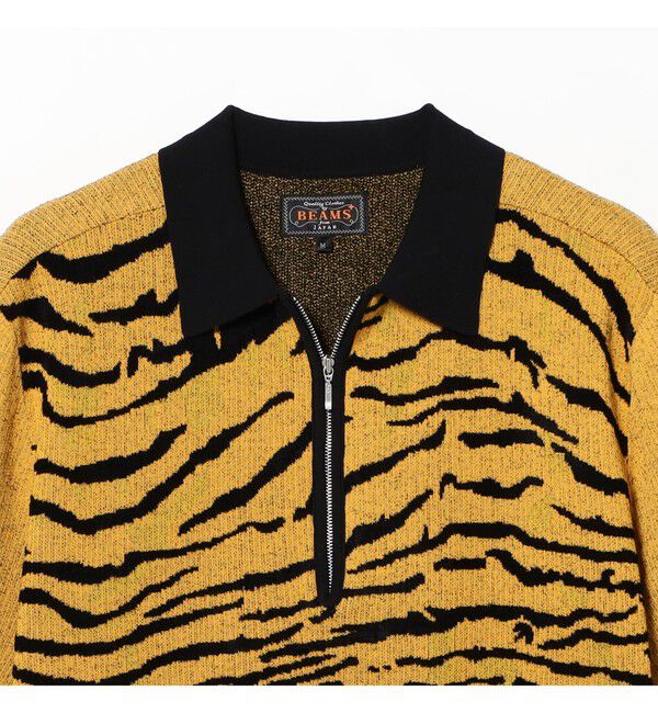 BEAMS PLUS「Half Zip Knit Polo Animal Jacquard」|ポロシャツ|