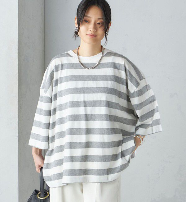 SHIPS for women「【SHIPS別注】onit:〈手洗い可能〉ボーダー ビッグ シルエット TEE◇」|Tシャツ・カットソー|