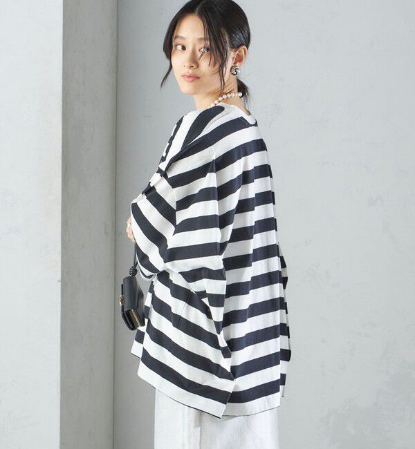 SHIPS for women「【SHIPS別注】onit:〈手洗い可能〉ボーダー ビッグ シルエット TEE◇」|Tシャツ・カットソー|