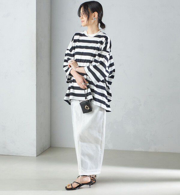 SHIPS for women「【SHIPS別注】onit:〈手洗い可能〉ボーダー ビッグ シルエット TEE◇」|Tシャツ・カットソー|