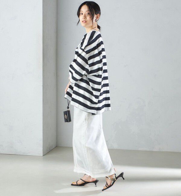 SHIPS for women「【SHIPS別注】onit:〈手洗い可能〉ボーダー ビッグ シルエット TEE◇」|Tシャツ・カットソー|