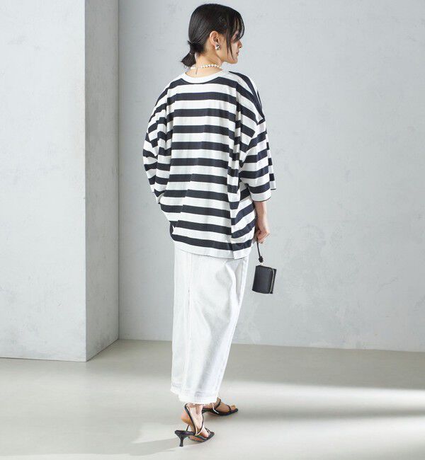 SHIPS for women「【SHIPS別注】onit:〈手洗い可能〉ボーダー ビッグ シルエット TEE◇」|Tシャツ・カットソー|