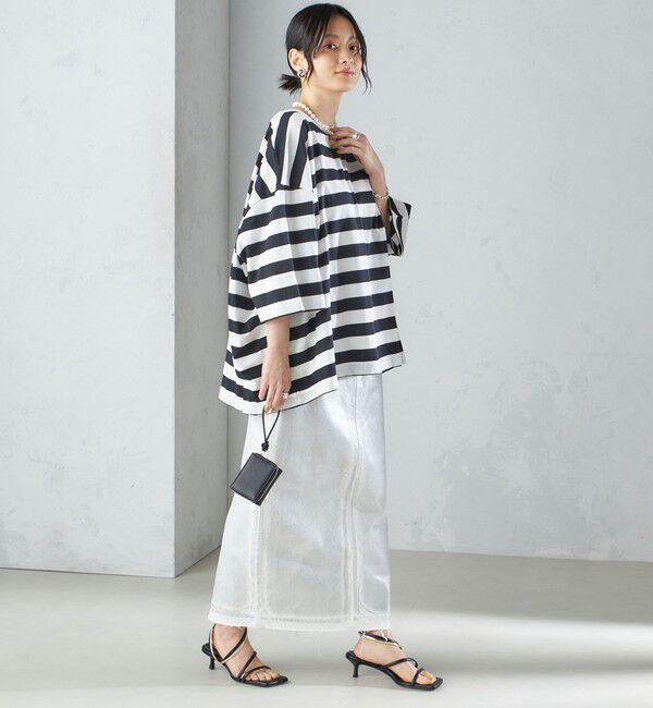 SHIPS for women「【SHIPS別注】onit:〈手洗い可能〉ボーダー ビッグ シルエット TEE◇」|Tシャツ・カットソー|
