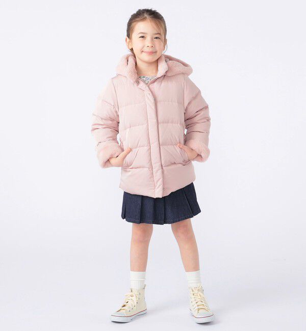 SHIPS KIDS「SHIPS KIDS:100～130cm /〈撥水/手洗い可能〉ミディアム丈 リサイクル ダウン フーディー」|ダウン|