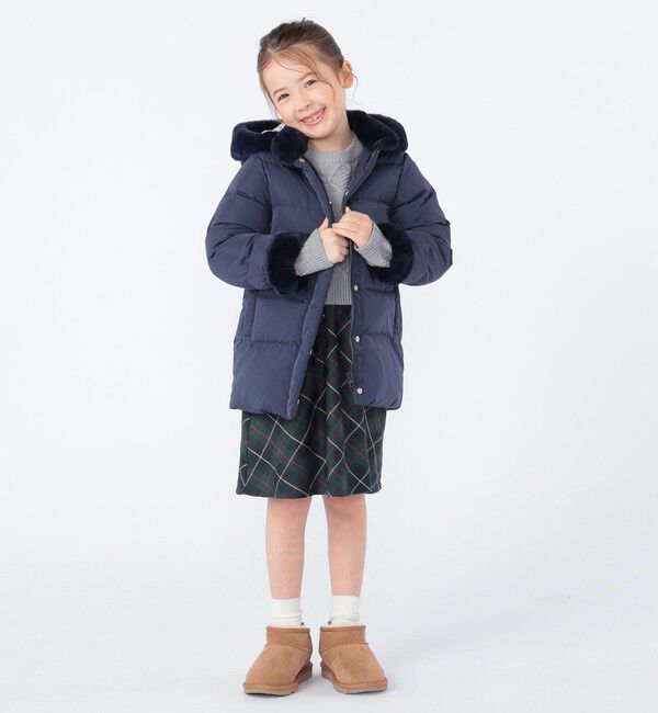 SHIPS KIDS「SHIPS KIDS:100～130cm /〈撥水/手洗い可能〉ミディアム丈 リサイクル ダウン フーディー」|ダウン|