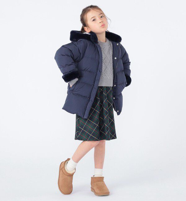 SHIPS KIDS「SHIPS KIDS:100～130cm /〈撥水/手洗い可能〉ミディアム丈 リサイクル ダウン フーディー」|ダウン|