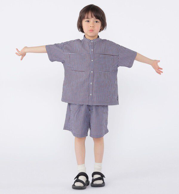 SHIPS KIDS「SHIPS KIDS:100～130cm /〈UVカット/吸水速乾〉ドライタッチ バンドカラー シャツ」|シャツ・ブラウス|