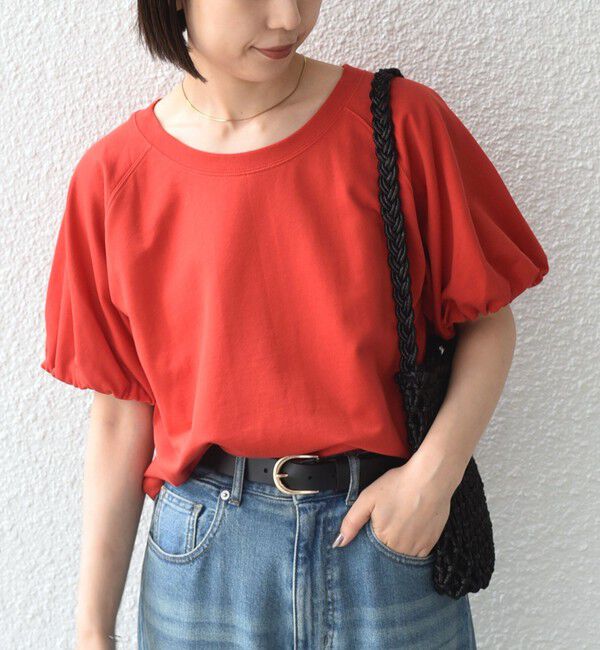 SHIPS Colors 「SHIPS Colors:〈手洗い可能〉ミニ裏毛 バルーンスリーブ トップス」|Tシャツ・カットソー|レッド