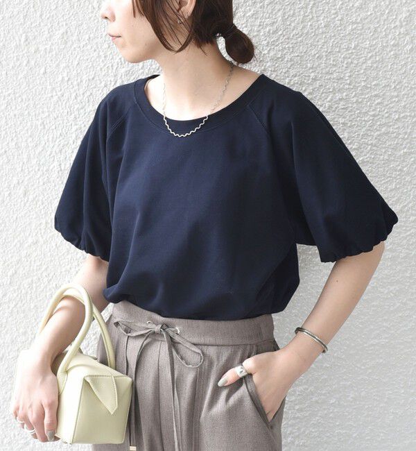 SHIPS Colors 「SHIPS Colors:〈手洗い可能〉ミニ裏毛 バルーンスリーブ トップス」|Tシャツ・カットソー|ネイビー