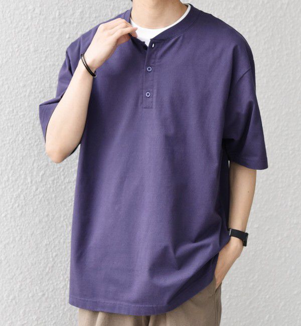 SHIPS any「SHIPS any:〈接触冷感/吸水速乾/UVカット/遮熱〉Raylock ヘンリーネック Tシャツ◆」|Tシャツ・カットソー|