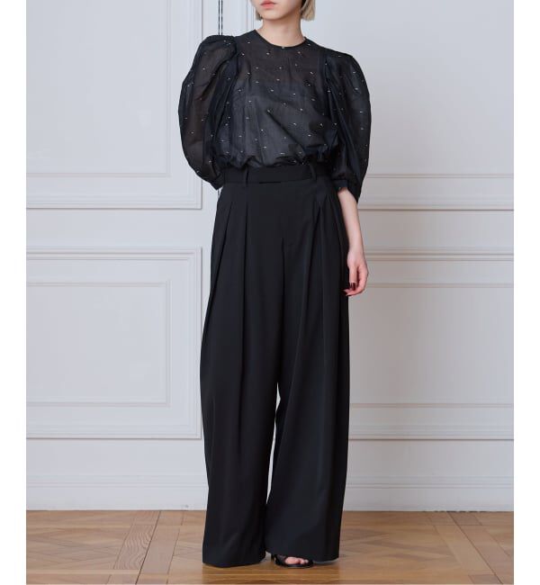 IENA LA BOUCLE「《追加予約》洗濯機洗い可 ウーステッドライクシャンブレータックスラックス」|スラックス|