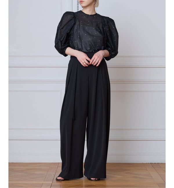IENA LA BOUCLE「《追加予約》洗濯機洗い可 ウーステッドライクシャンブレータックスラックス」|スラックス|
