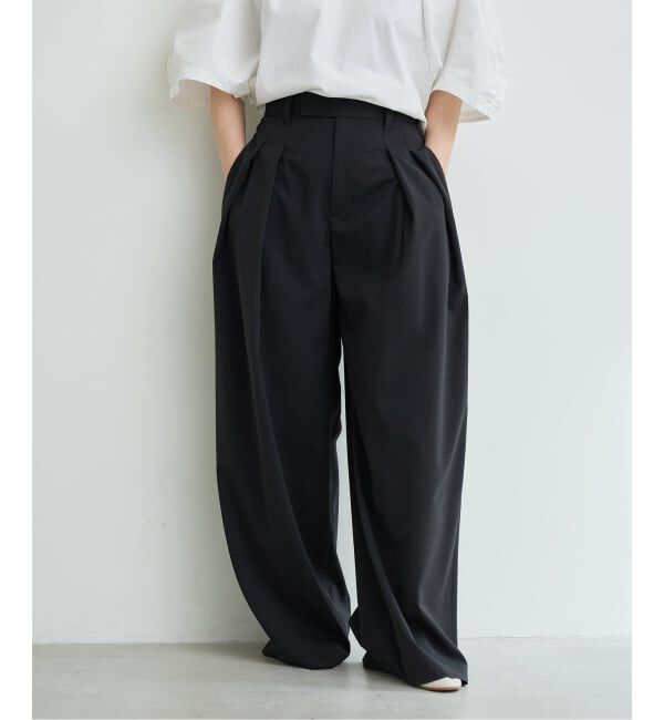 IENA LA BOUCLE「《追加予約》洗濯機洗い可 ウーステッドライクシャンブレータックスラックス」|スラックス|