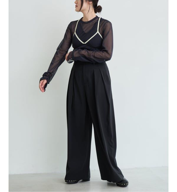 IENA LA BOUCLE「《追加予約》洗濯機洗い可 ウーステッドライクシャンブレータックスラックス」|スラックス|
