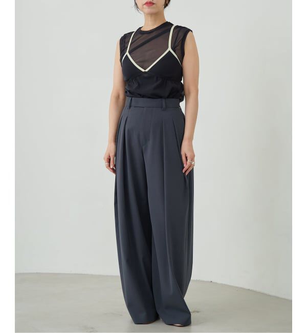 IENA LA BOUCLE「《追加予約》洗濯機洗い可 ウーステッドライクシャンブレータックスラックス」|スラックス|